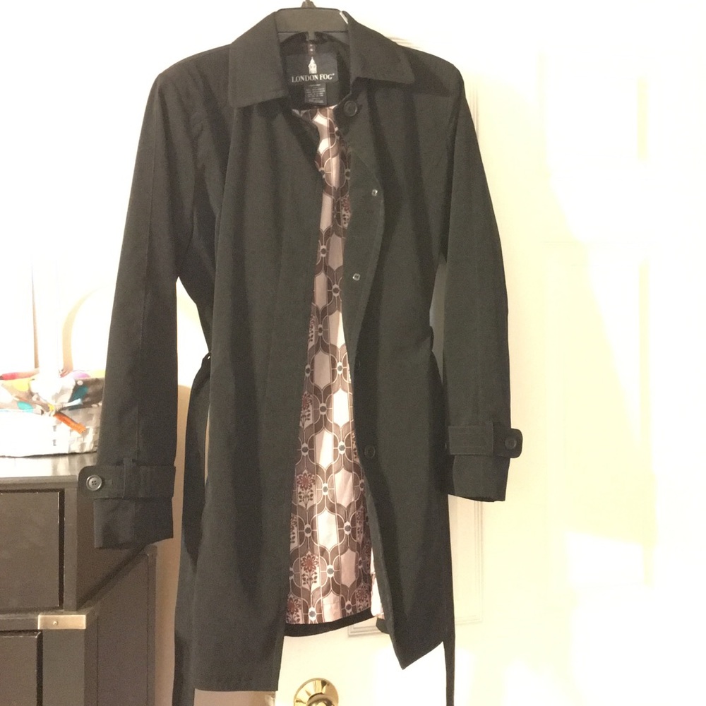London Fog black trench coat